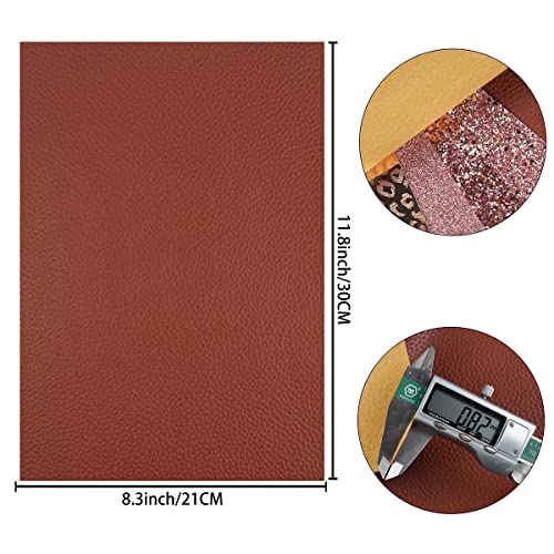 Litchi 6 Pack 8x12 Inch Faux Leather Sheets for Bow Earring, Easy to Cut Vinyl Fabric for Cricut, Durable Fade Resistant Leatherette Without Smell - color: Rosegold