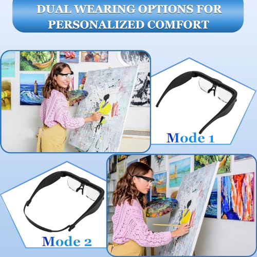 Headband Magnifying Glass, Rechargeable Head Magnifier Glasses with 2 LED Lights, 4 Detachable Lenses (1.5X-2.5X-3.5X-5X) for Reading, Jewelry Crafting, and Precision Work