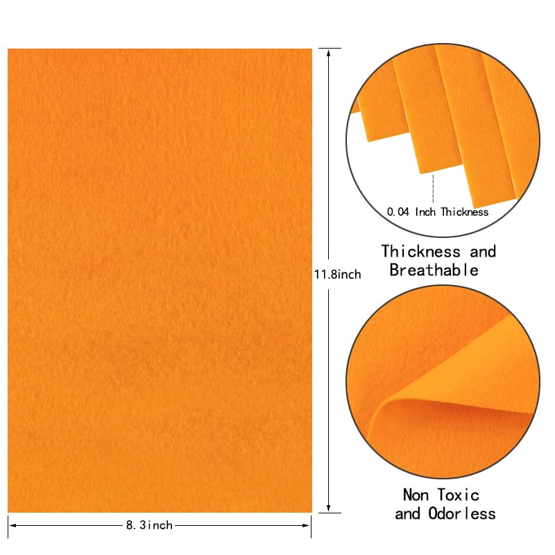 HaoFeiJH Orange Felt Fabric Sheets - 6PCS Felt Squares - 8x12 1 Colors Soft Felt Squares, 1.5mm for Sewing, Patchwork, Decoration, Embroidering, Book, DIY Craft - color: 0-yellow