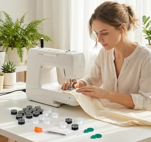 ilauke 18White+18Black Bobbin Thread, Size A Prewound Sewing Bobbins - color: Black and White