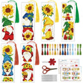 ACRNIGHEET 6PCS Cross Stitch Bookmark Kit for Beginner Gnome Stamped Cross Stitch Kits Needlepoint Kit for Adults DIY Tassel Embroidery Bookmark Kits with Instructions Craft Gift 8.5"x3" 11CT - style: Sunflowr Gnome with Tassel