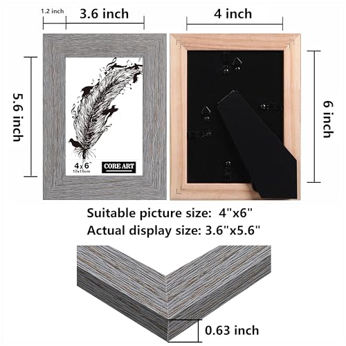 CORE ART 4x6 Picture Frame, Solid Wood Rustic Dark Gray, 2 Pack - color: Dark Grey, size: 4x6 - 2 pack