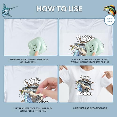 Dtf Transfers Ready to Press - 20Pcs Gone Fishing Dad Iron on Transfer for Tshirts, Father's Day Iron on Decals Patches, Fish Lovers Heat Transfer for DIY Clothes Bags Hats Dad Gifts - color: Dad Fishing480