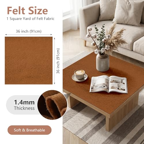 Camel Brown Soft Felt Sheet 36'' X 36'', 1.4mm Large Felt Fabric Sheet - color: Camel Brown