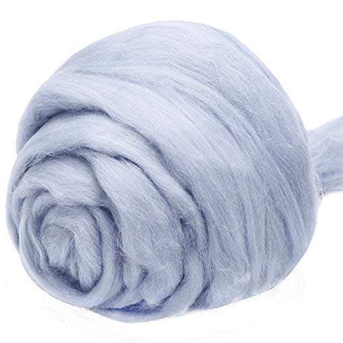3.53oz Needle Felting Wool Roving for Needle Felting Ash Blue Felting Wool - color: ash blue