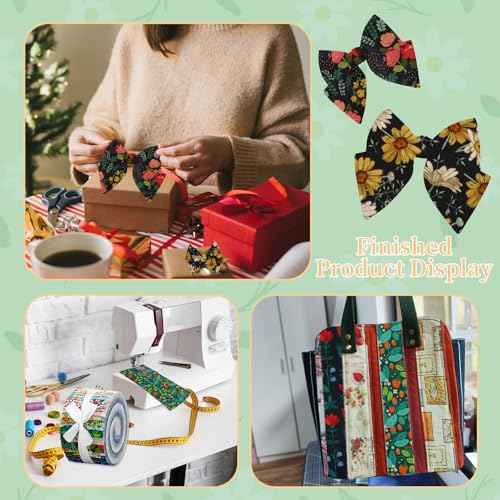 ZMAAGG Jelly Roll Fabrics-32PCS Quilting Fabric, Floral Fabric Strip Bundle - color: Green