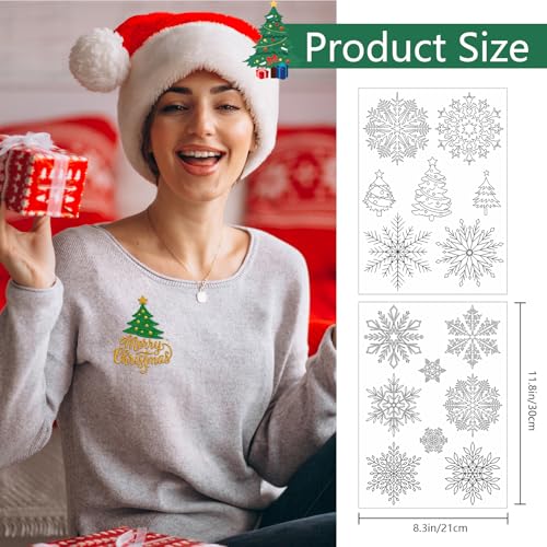 Water Soluble Embroidery Patterns Stabilizers - Rngmsi 6 Sheets Christmas Stick and Stitch Embroidery Paper Wash Away 57 Pcs Snowflakes Xmas Tree Designs Transfer Paper Stabilizers for Hand Sewing - color: Christmas Snowflakes