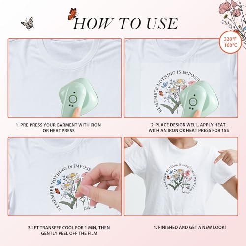 Dtf Transfers Ready to Press - 15Pcs Bible Flowers Iron on Transfers for Tshirts, Motivational Bible Verse Heat Transfer Iron on Decals Patches Stickers for Clothes Pillows Bag DIY Crafts