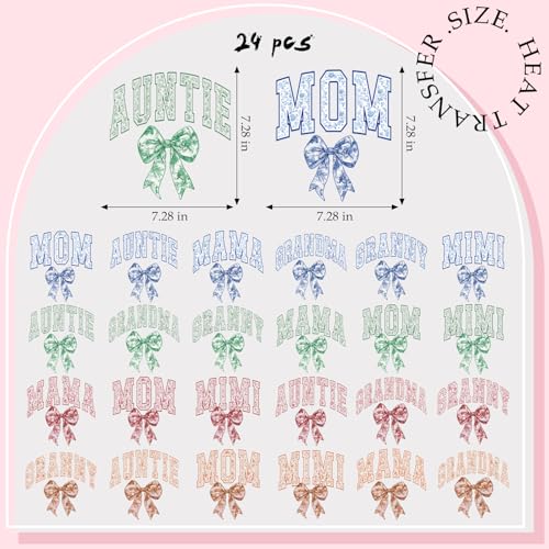 24 Pcs Bows Bows DTF Transfers Ready to Press - style: Bow