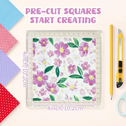 Aubliss 200pcs 100% Cotton Fabric Bundle 4" x 4" PreCut Fat Squares Sheets - color: Assorted Prints, size: 200PCS 4" x 4"