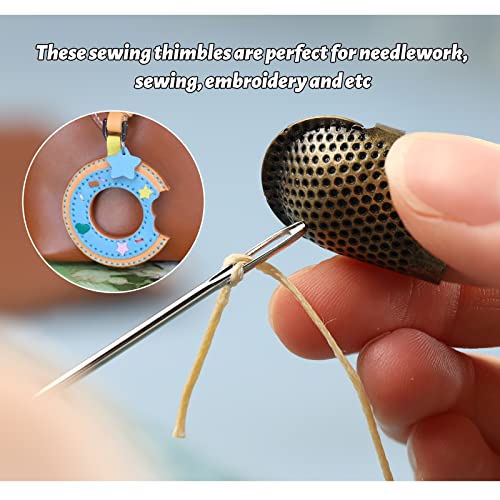 Yizzvb 5 Pcs Sewing Thimbles Kit Metal Finger Protector Quilting Ring