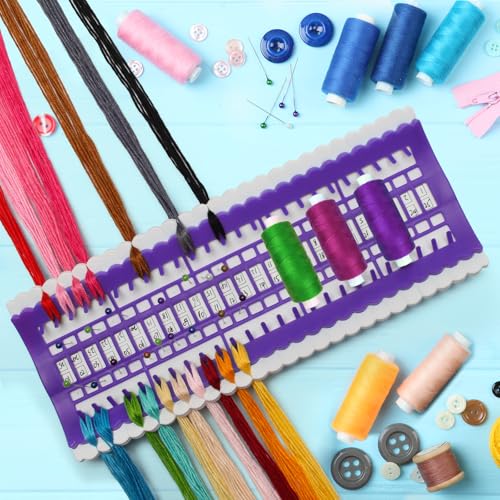Luxiv 50 Position Embroidery Floss Organizer, Thread Shelf with 15P Card - color: Purple, size: 50 Positions