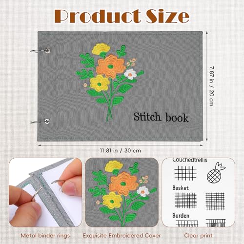TITINICE Upgraded Embroidery Stitch Book Kit, Large-Format Learning Book