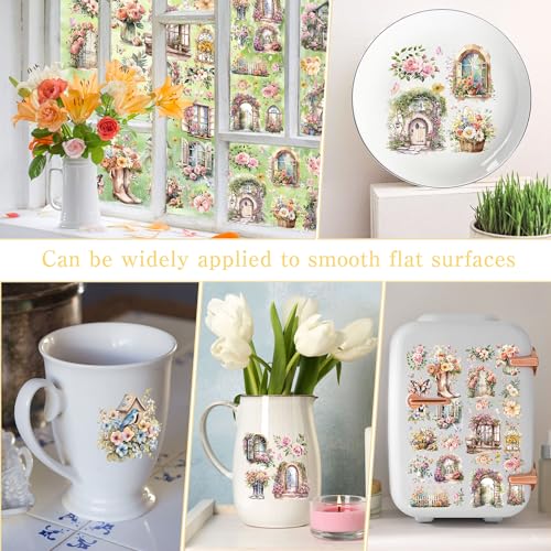 16 Pcs Garden Birds Rub-On Transfers for Furniture & Crafts - style: Pink Garden