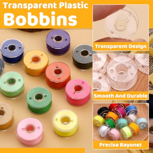 LOKUNN 50 Pcs Bobbins for Sewing Machine Plastic Bobbins for Sewing - size: 50 Pcs