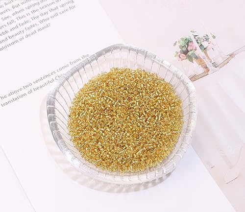 Glass Seed Beads Penta Angel 50g Mini Round Craft Loose Spacer Pony Beads for Earring Bracelets Necklace Waist Bead Jewelry Making (2mm, Light Gold) - color: Light Gold