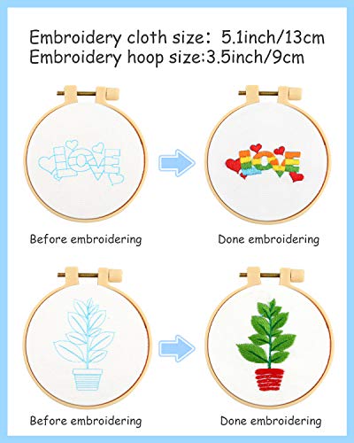 Pllieay 10 PCS Cross Stitch Kits for Beginners, Embroidery Beginner Kits