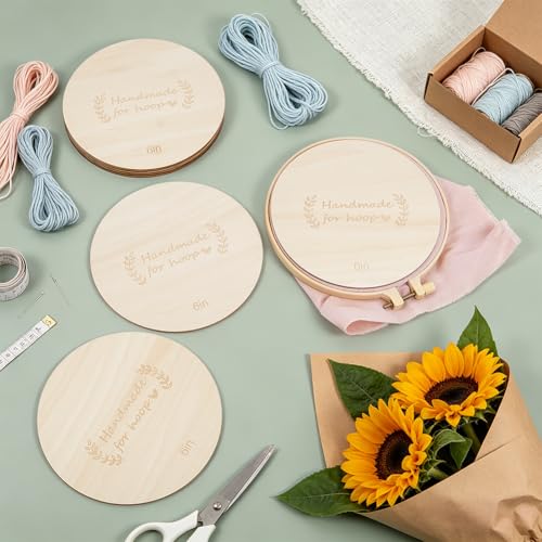 BENECREAT 8 Pack Wooden Embroidery Backing Discs,5.91inch Wooden Backs for Finishing Embroidery Hoops, Crossing Stitch Hoop for DIY Needlework Projects Sewing Craft - size: 150mm