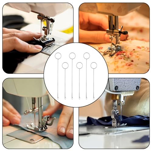 6 PCS Bead Threader for Jewelry Making Loop Turner Sewing Tool Stainless Steel Needle Hooks with Latch for Fabric Belts Strips Tube Straps DIY Accessories (10.63 & 6.89 Inch)