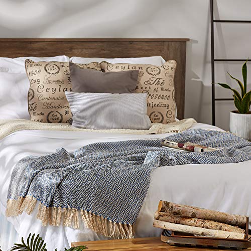 DII Diamond Throw Collection Cotton Woven, 50x60, Stonewash Blue - color: Stonewash Blue