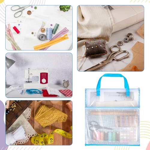 ElevateTech Sew Project Bags Jumbo Needlepoint Project Bag for Quilting Sewing Craft Organizer Bags Portable Mesh Zipper Pouch with Handle for Quilter Knitting Stitching Embroidery, 15.7×15.7 Inch