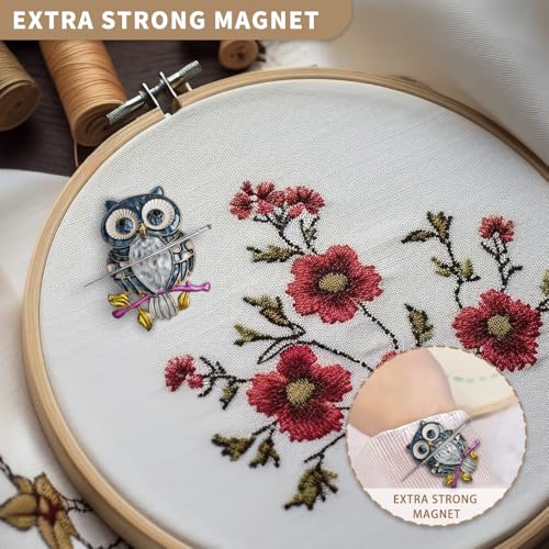 Needle Minder Magnet, Magnetic Needle Minder, Needle Minders Magnetic Cross Stitch Accessories, Magnetic Needle Holder, Life Tree, Butterfly, Cats, Owl, Heart (OWL) - size: OWL