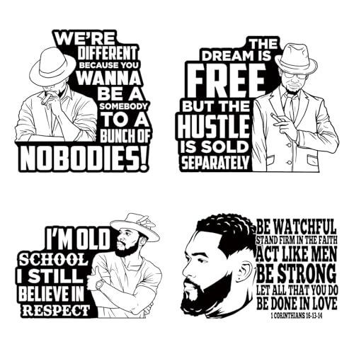 4pcs Cool Men Iron On Decals Thermal Transfer Stickers for Clothing Appliqued Sublimation Patches Iron On Transfer Designs Heat Press Vinyl for Shirts Pillow Covers - style: 4PCS-A01(Large)