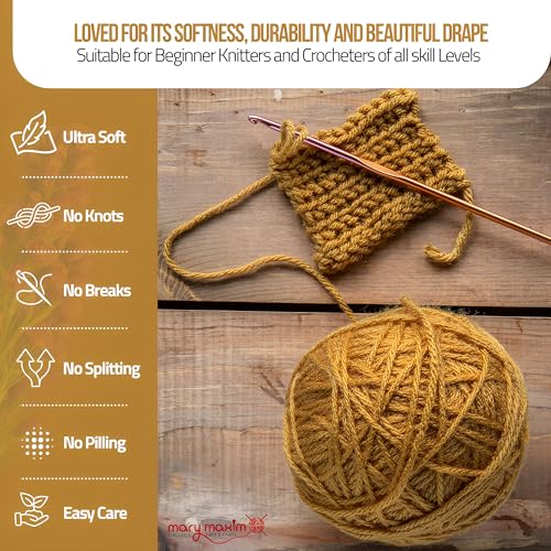 Mary Maxim Starlette Yarn, Soft Acrylic Yarn, 3.5 OZ, 180 Yards, Gold - color: Gold