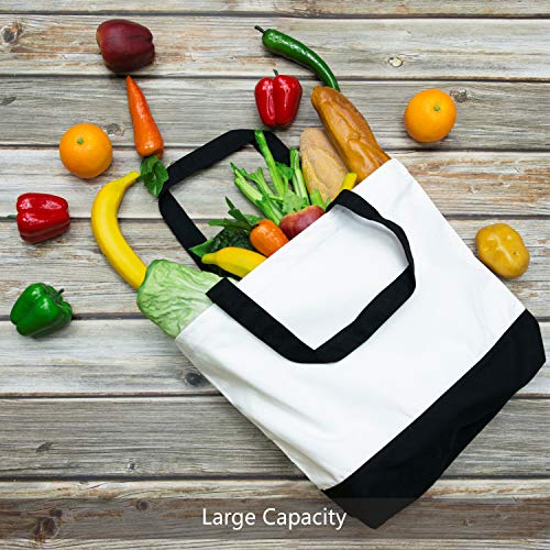 TOPDesign 1 | 3 | 6 | 12 | 24 Pack Super Strong Large 12oz Cotton Canvas Tote Bag, Reusable Grocery Shopping Cloth Bag, Fashionable Two-Tone Tote for Crafts, DIY Your Creative Designs (Pack of 1) - color: Black/White