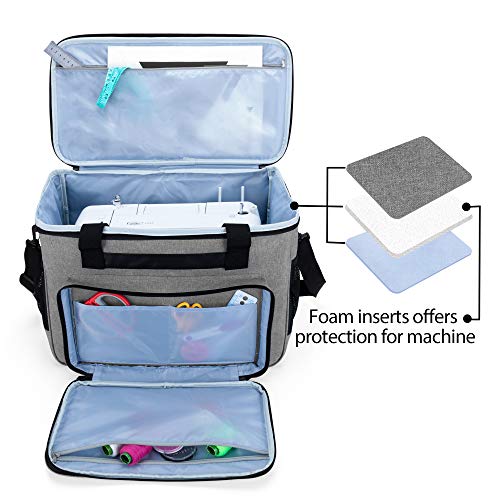 Teamoy Sewing Machine Case, Carrying Tote Bag Storage Organizer, Gray - color: Gray