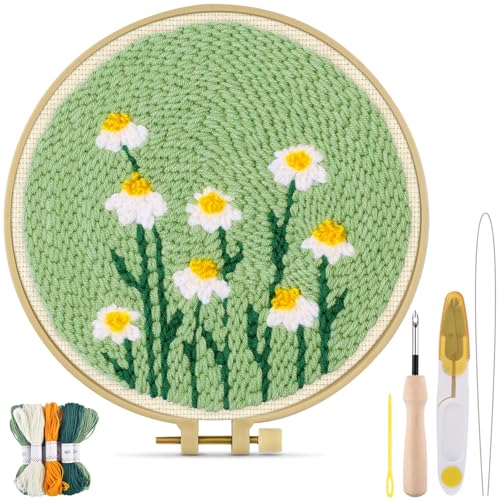 TINDTOP Punch Needle Kit, Daisy Punch Embroidery Kits for Adults - color: Daisy