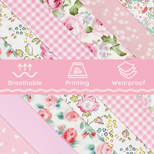 Aubliss 8pcs Fat Quarter Fabric Bundles (100% Cotton - 20'' x 20'') - color: Rose Garden