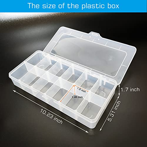Plastic Organizer Box,12 Grid Tackle Box Organizer with Adjustable Dividers - color: Clear, size: 1x 12 Grids