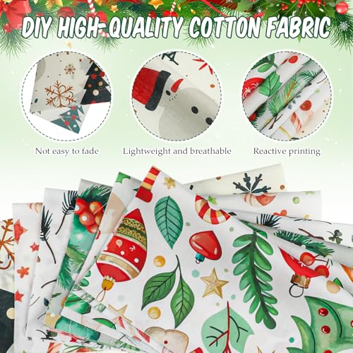 Tatuo 30 Pcs Christmas Cotton Fabric 10x10 Inch Floral Quilting Squares - style: Cute Christmas