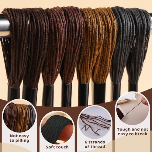25 Skeins Embroidery Thread, Brown Series Cotton Embroidery Floss - color: Brown Series