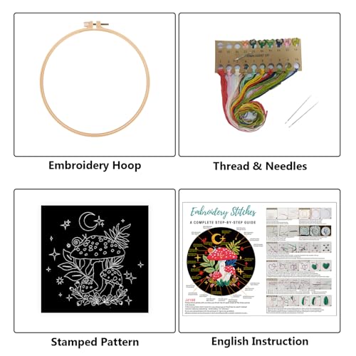 Nuberlic Mushroom Embroidery Kits for Beginner Adults - color: Kit 3