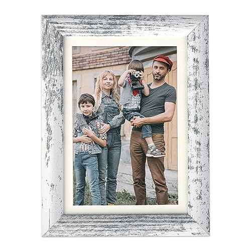 AEVETE Picture Frame 5x7 White Wash Photo Frames Rustic for Wall and Desk - color: White Wash, size: 5x7
