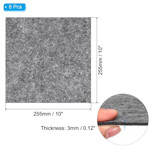 PATIKIL 10x10 Inch Square Grey Felt Furniture Pad, 6Pcs, 3mm Thickness, Soft Adhesive Non-Slip Anti-Scratch Backed - color: Grey, size: 10x10 Inch