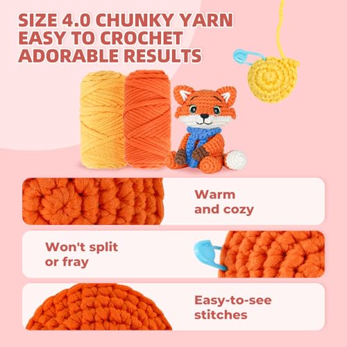 iptek Crochet Kit for Beginners Adults，Crochet Yarn for Beginners, 10colors Total Crochet Yarn Kits with Easy-to -See Stitches，Includes Basic Stitch Guide and extensive amigurumi Video tutorials. - color: red