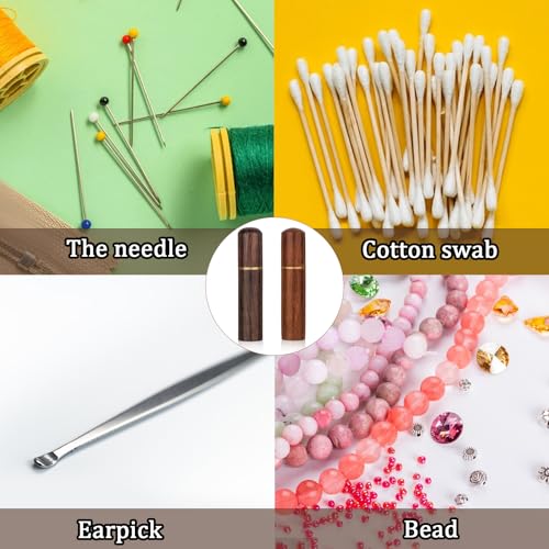 2Pack Toothpick Holder Portable Wood Toothpick Case Waterproof Handmade Craft Toothpick Pocket Box Mini Toothpick Box for Storage Toothpick Needle Pill Bead Ear Pick Cotton Swab and Other Small Object