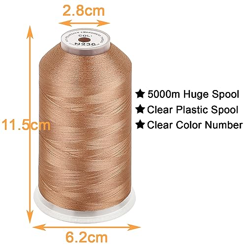 New brothread 5000M Huge Spool Embroidery Thread-Cinnamon Fits Janome Color - color: Cinnamon-N236