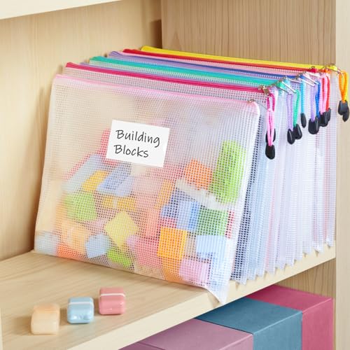 Sooez 32 Pack Mesh Zipper Pouch Bags, A4 Letter Size, Classroom Zipper Bags - style: 32 Pack