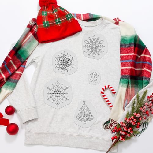 Water Soluble Embroidery Patterns Stabilizers - Rngmsi 6 Sheets Christmas Stick and Stitch Embroidery Paper Wash Away 57 Pcs Snowflakes Xmas Tree Designs Transfer Paper Stabilizers for Hand Sewing - color: Christmas Snowflakes