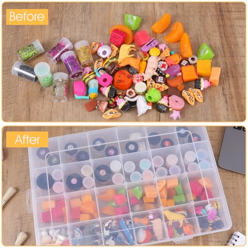 Molain 24 Grids Large Plastic Organizer Box, Clear Storage Box, for Jewelry