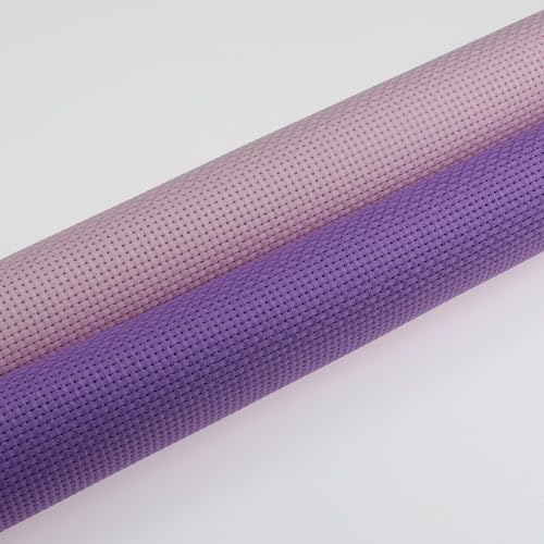 KCS 2 pc of 15" x 18"(38cmx45cm) Counted Cross Stitch Cotton Aida Cloth Needlework Fabric Box (Lavender+Pink, 11CT) - color: Lavender+pink, size: 11CT