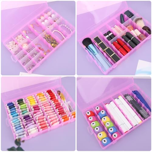 False Nail Container, 36-Gird Plastic Nail Art Organizers Storage Box with Adjustable Dividers, False Jewelry Diamonds Charms Nail 3D Decorations Manicure Accessory Holder Case, 2 Packs - color: Pink, size: 36 Grids-2 Packs