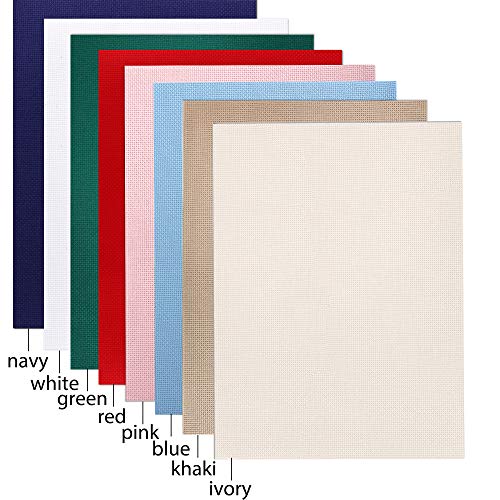 Yurdon Aida Cloth 14 Count Cross Stitch Fabric, 12 by 18 inches, 8 Color