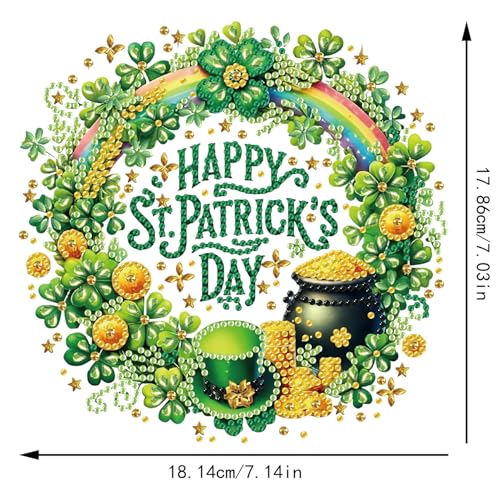 ZeeLionArt Hanging Diamonds Art kit for Adult,Saint Patrick Wreath Pendant Diamonds Painting Art Kit,7.0x7.1inch Acrylic Diamonds Painting Board Kit Ornament, Special Crystal Diamond Hanging Ornament - color: DP02581