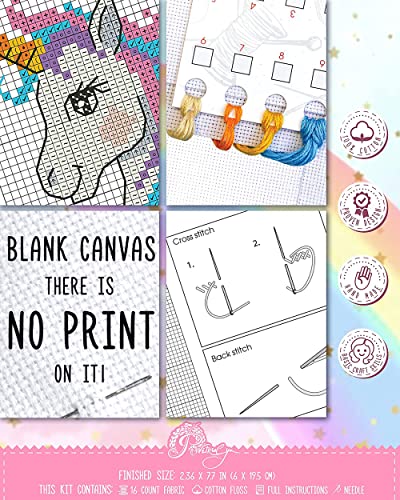 Povitrulya Unicorn Counted Cross Stitch Bookmark Kit - DIY Embroidery Set - color: Unicorn