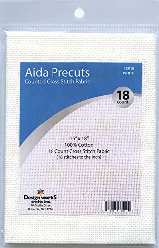 18 Count Aida Fabric Pre-Cut for Counted Cross Stitch - White